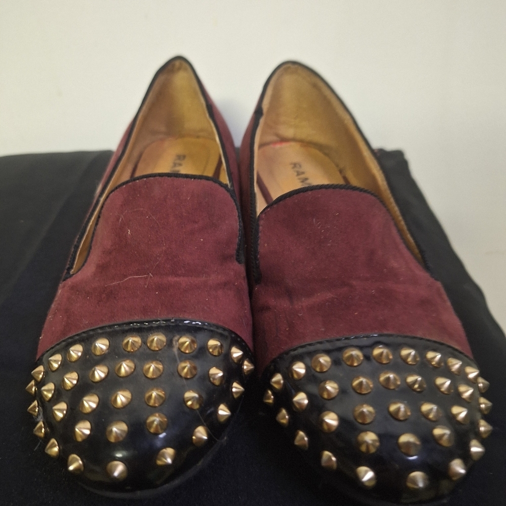 Rampage Burgundy and Black Studded Loafers Size 6